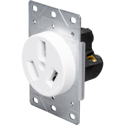 50A, 3-Wire Range Receptacle, Flush Mount White | RPP-USA